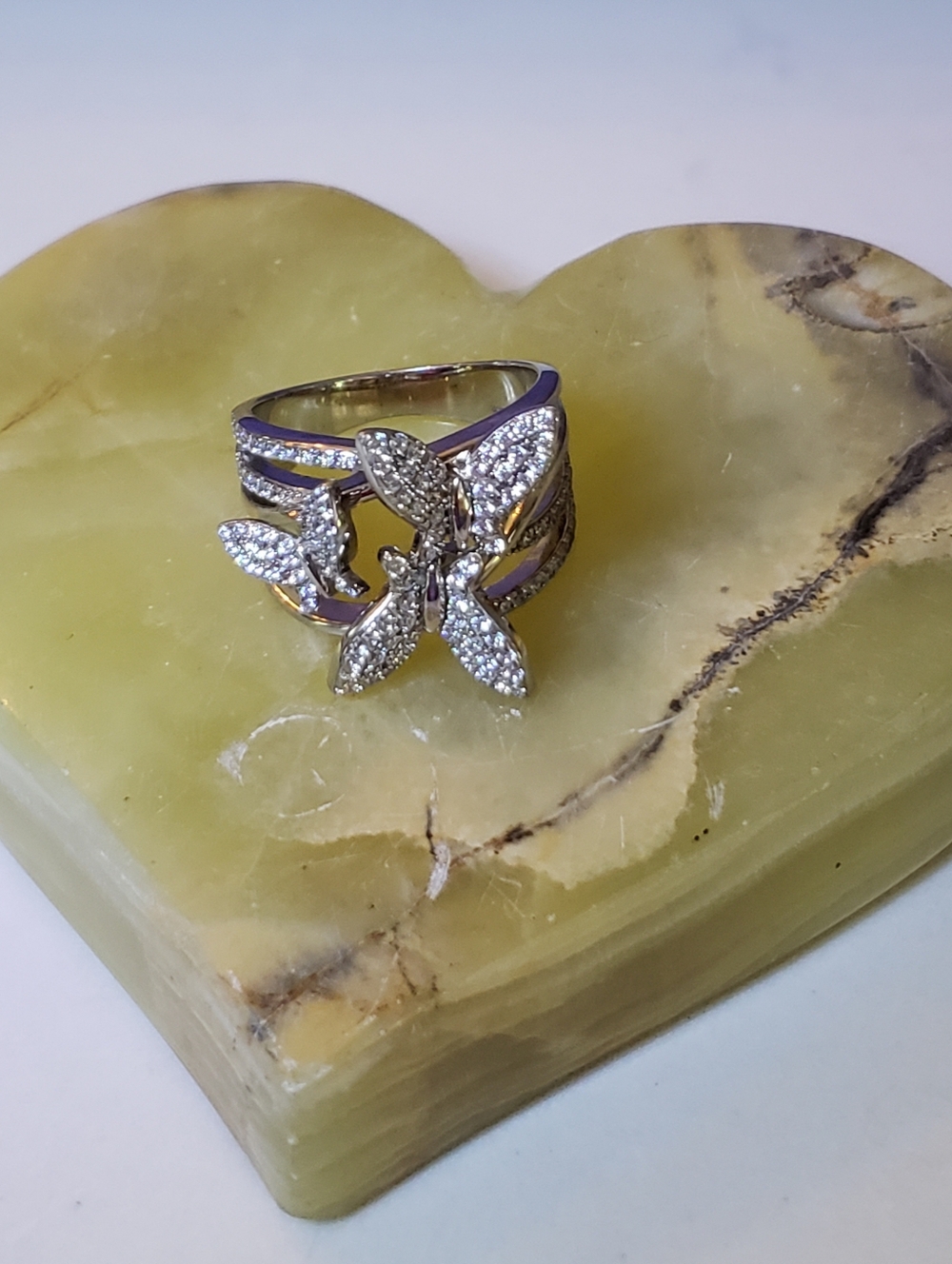 Sterling Silver CZ Butterfly Ring, Size 8, Like New